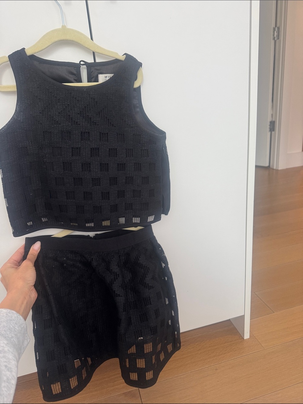 Black Two-Piece Crop Top & Mini Skirt Set girls milly
